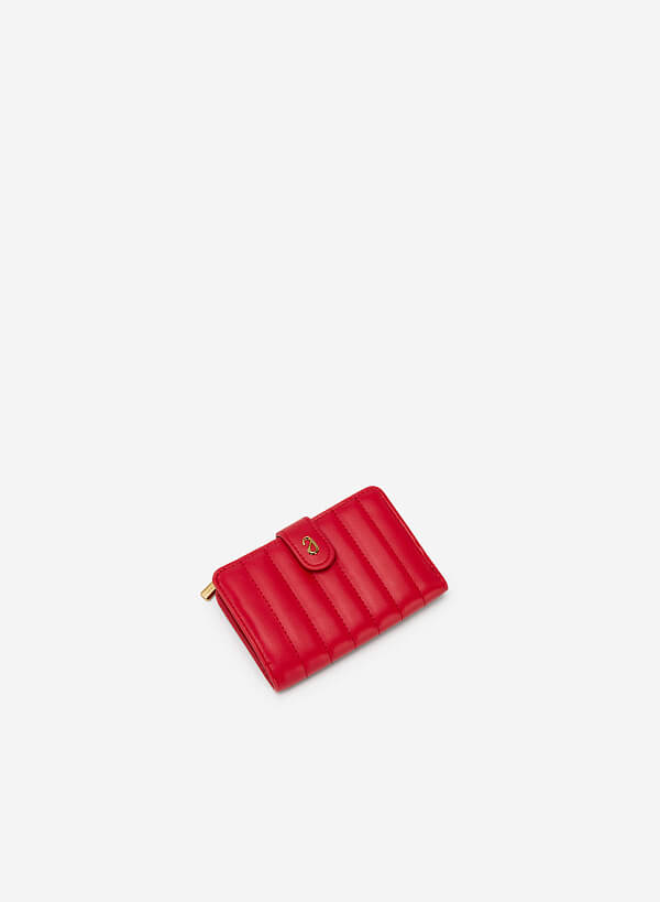 Stripe Quilted Mini Wallet - WLL 0249 - Red - VASCARA
