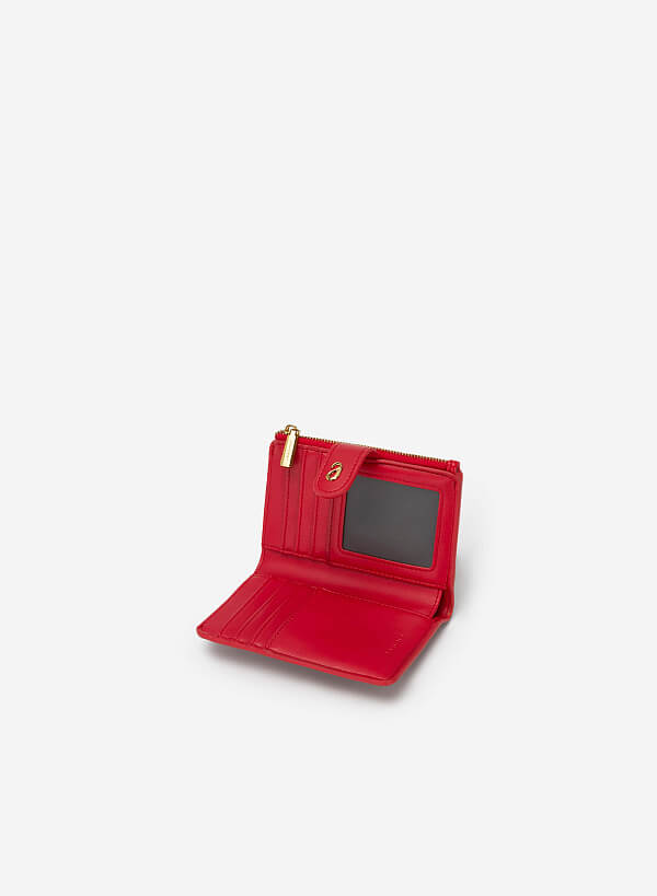 Stripe Quilted Mini Wallet - WLL 0249 - Red - VASCARA