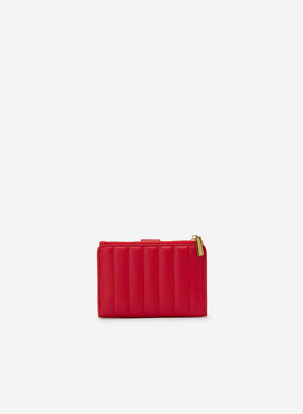 Stripe Quilted Mini Wallet - WLL 0249 - Red - VASCARA