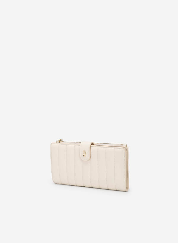 Stripe Quilted Wallet - WLL 0250 - Cream - VASCARA