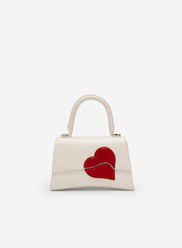 Geometric Heart Pattern Handbag - Love Limited Edition - SAC 0318 - Cream - VASCARA