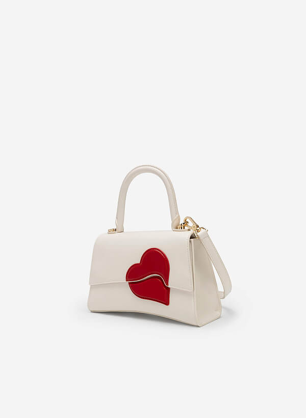 Geometric Heart Pattern Handbag - Love Limited Edition - SAC 0318 - Cream - VASCARA
