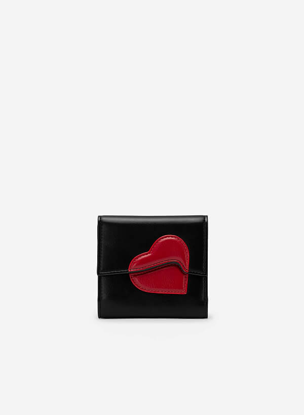 Heart Pattern Mini Wallet - Love Limited Edition - WLL 0259 - Black