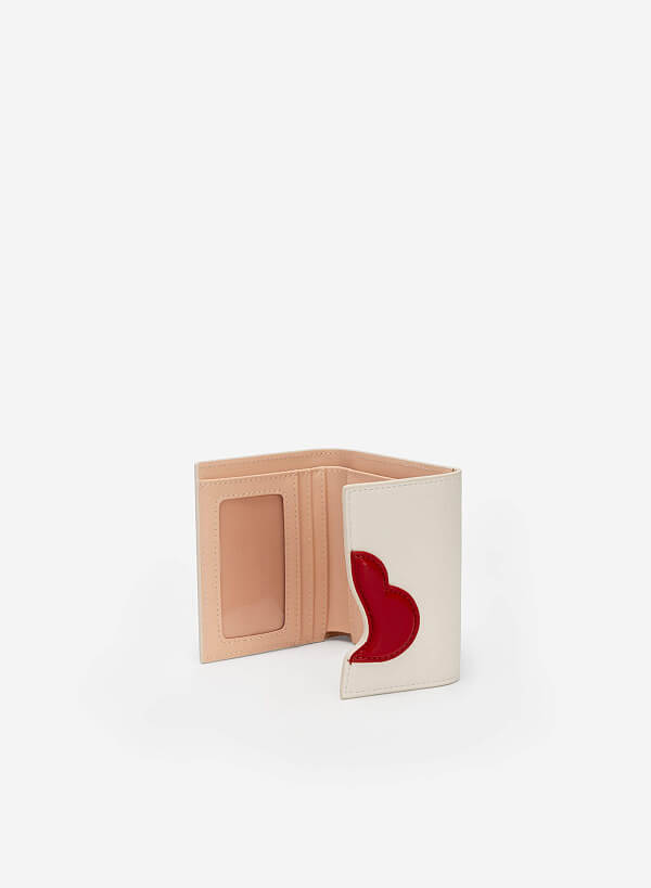 Heart Pattern Mini Wallet - Love Limited Edition - WLL 0259 - Cream - VASCARA