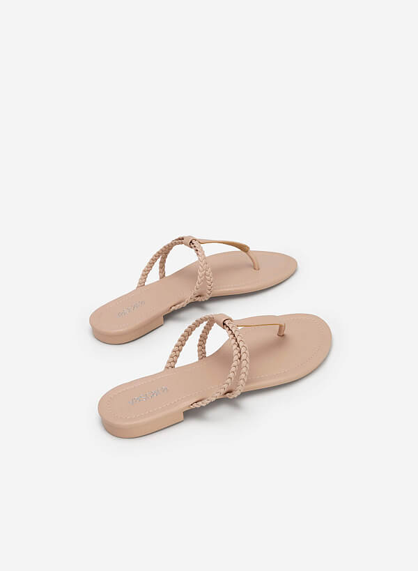 Knitting Strap Flip Flops - FLI 0184 - Light Pink - VASCARA