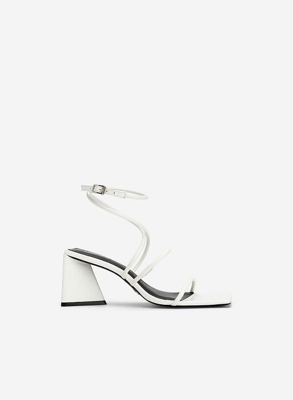 Sandal Ankle Strap Gót Trụ Vân Kì Đà - SDN 0738 - Màu Trắng - VASCARA