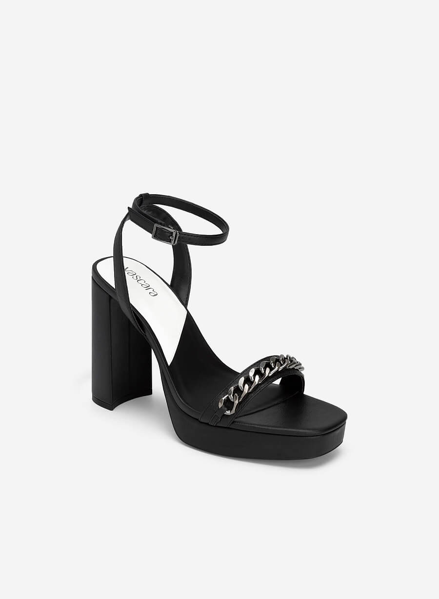 Sandal ankle strap nhấn dây xích trang trí - SDN 0732 - Màu đen - vascara.com