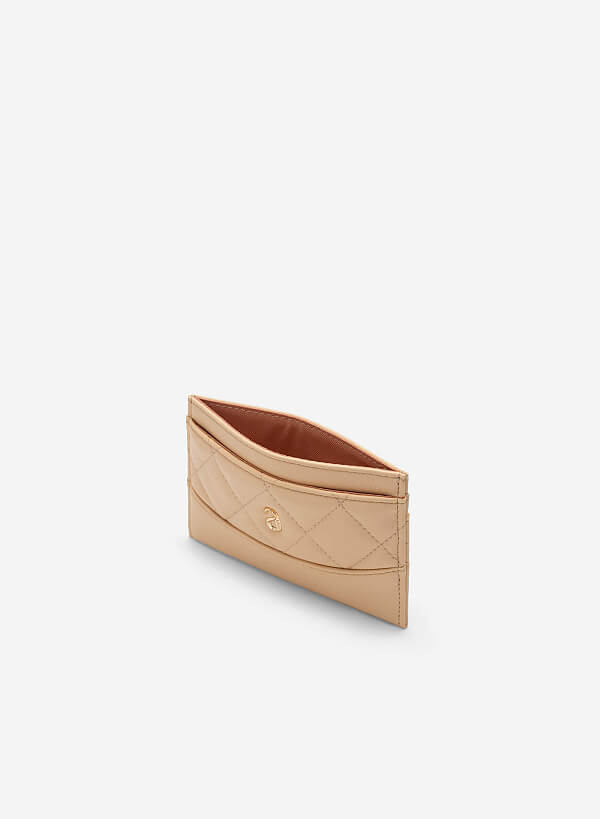 Card holder may chần hình thoi - WAL 0253 - Màu be - VASCARA