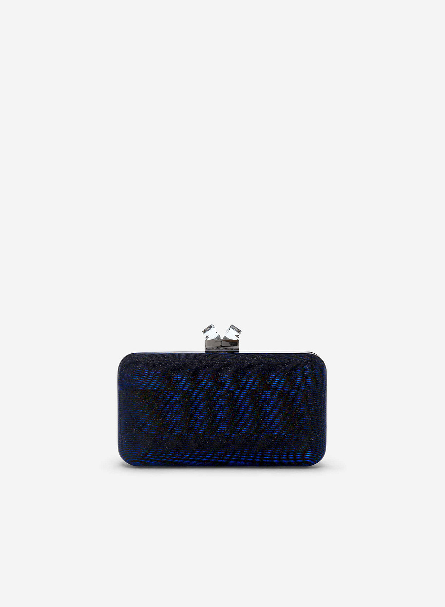 Clutch Dự Tiệc Khóa Crystal - CLU 0111 - Màu Xanh Đen - vascara.com