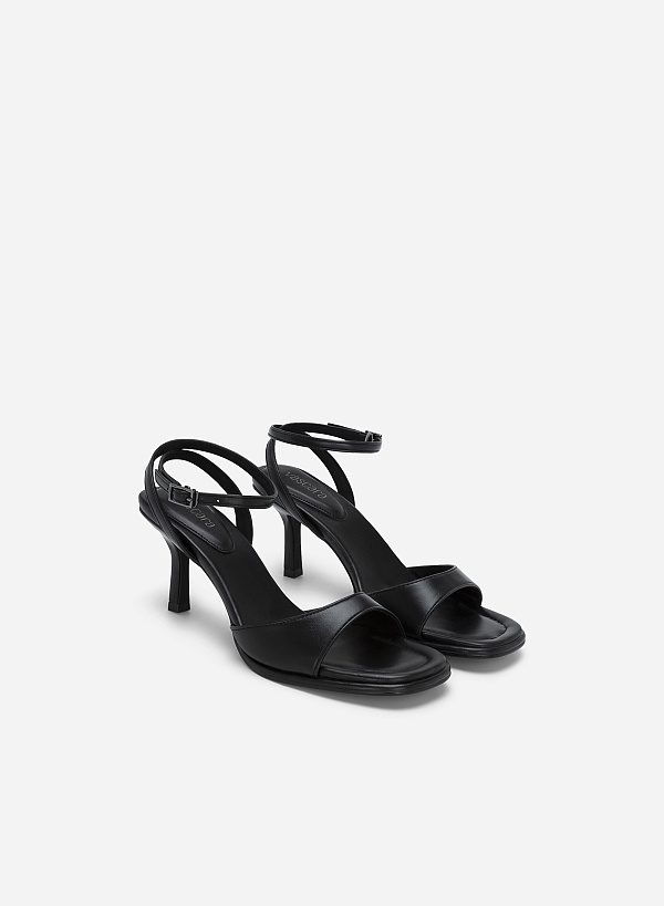 Sandal ankle strap nhấn đệm lót giày may chần - SDN 0753 - Màu đen - VASCARA