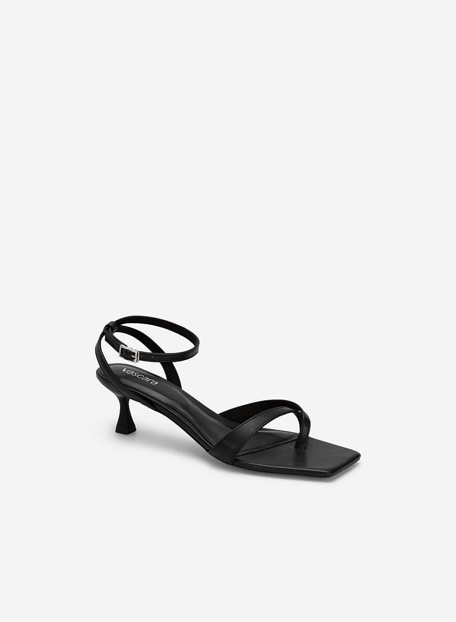 Sandal gót nhọn vân kì đà - SDN 0739 - Màu đen - VASCARA