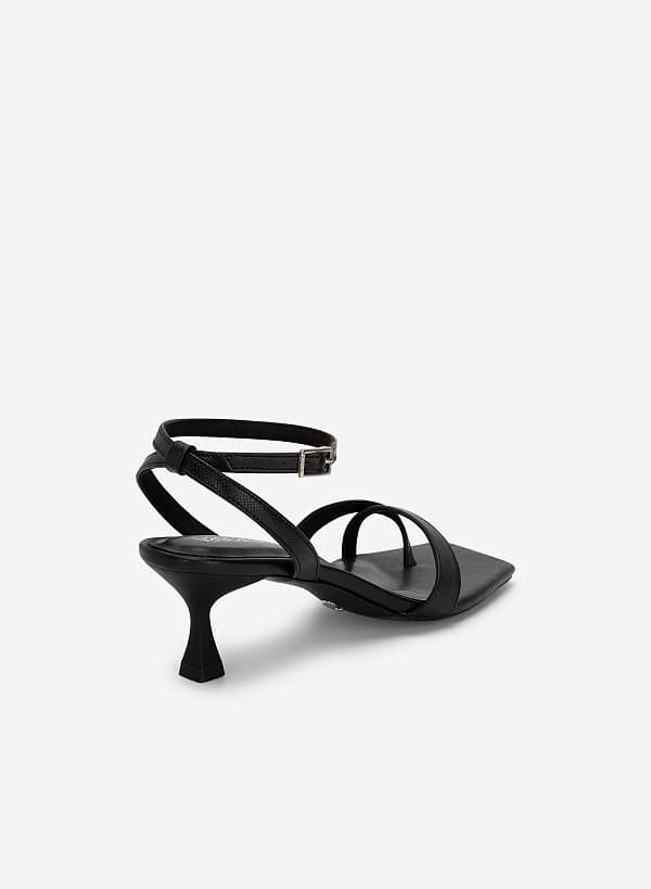 Sandal gót nhọn vân kì đà - SDN 0739 - Màu đen - VASCARA