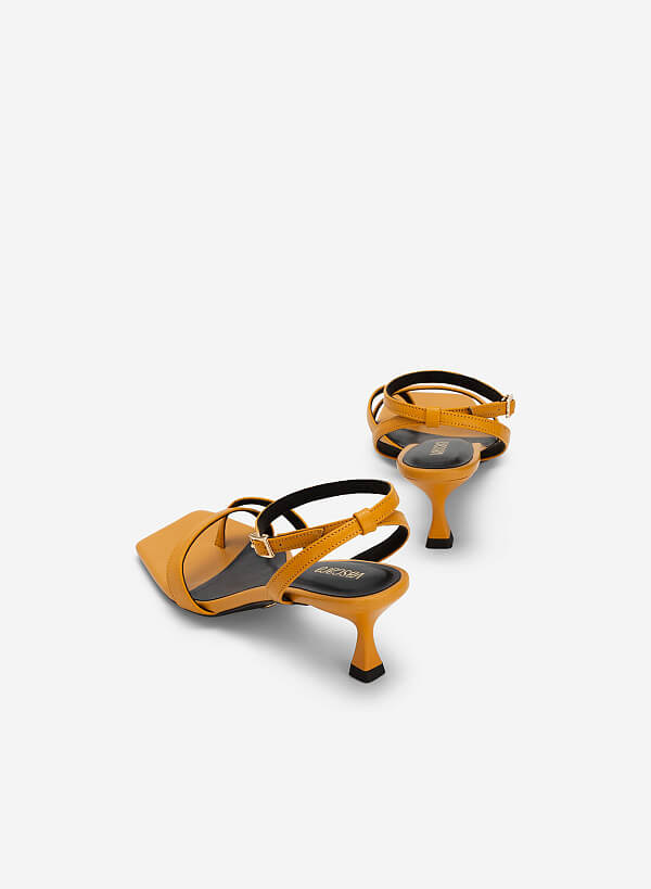 Sandal gót nhọn vân kì đà - SDN 0739 - Màu vàng - VASCARA