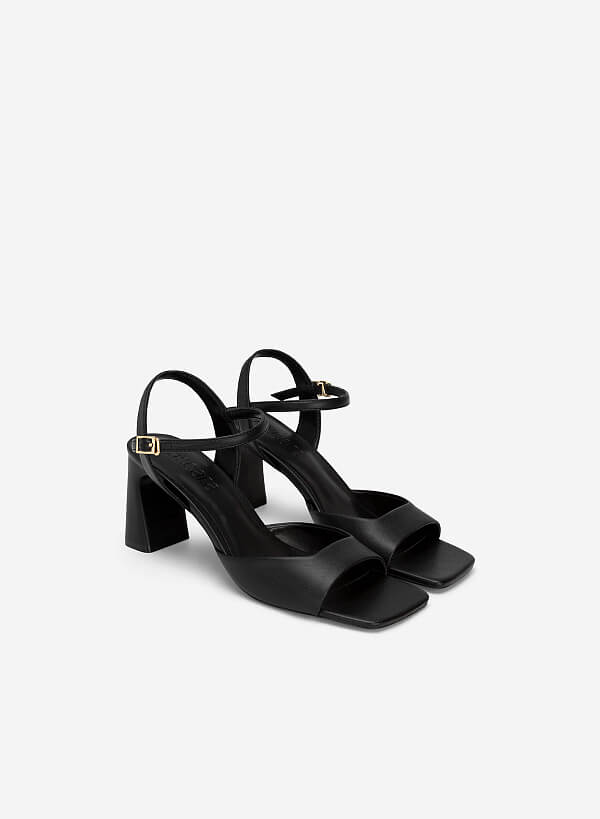 Sandal gót trụ quai cổ điển - SDN 0752 - Màu đen - VASCARA