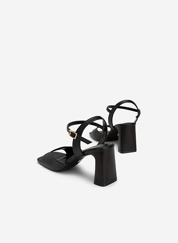 Sandal gót trụ quai cổ điển - SDN 0752 - Màu đen - VASCARA