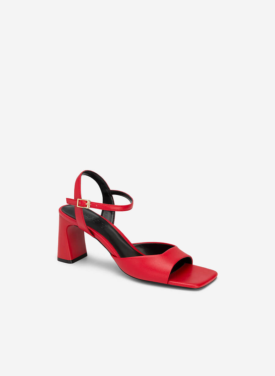 Sandal gót trụ quai cổ điển - SDN 0752 - Màu đỏ - VASCARA