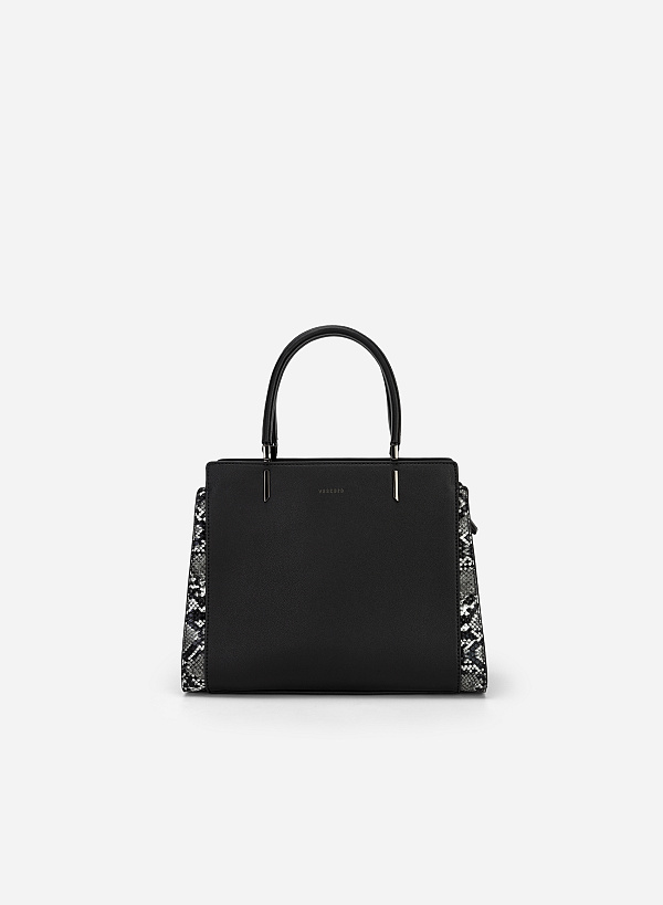 Túi Tote Phối Layer Vân Da Rắn - TOT 0090 - Màu Đen