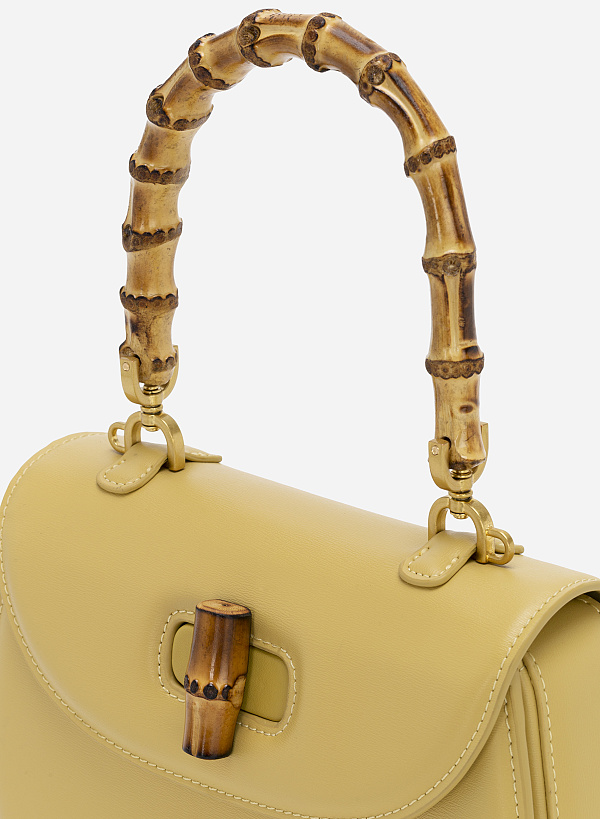 Túi xách tay bamboo handle - SAT 0314 - Màu vàng nhạt - VASCARA