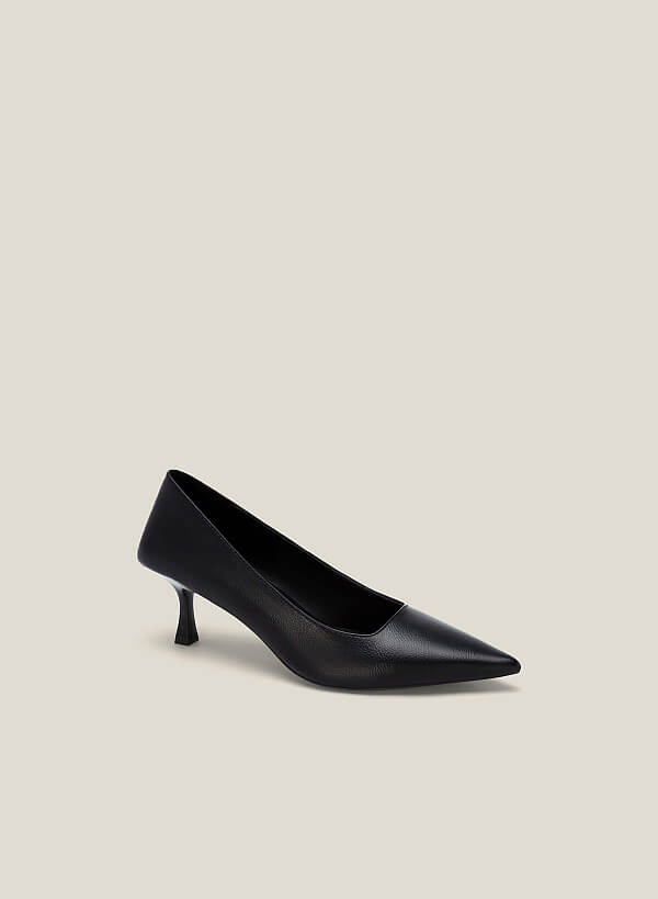 Giày bít mũi nhọn spool heel - BMN 0576 - Màu đen - VASCARA