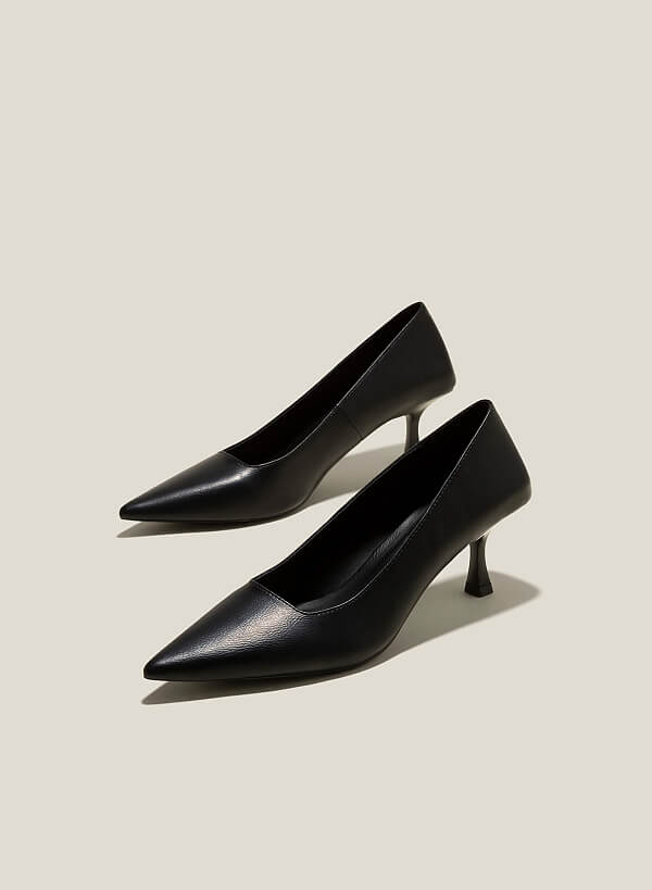 Giày bít mũi nhọn spool heel - BMN 0576 - Màu đen - VASCARA