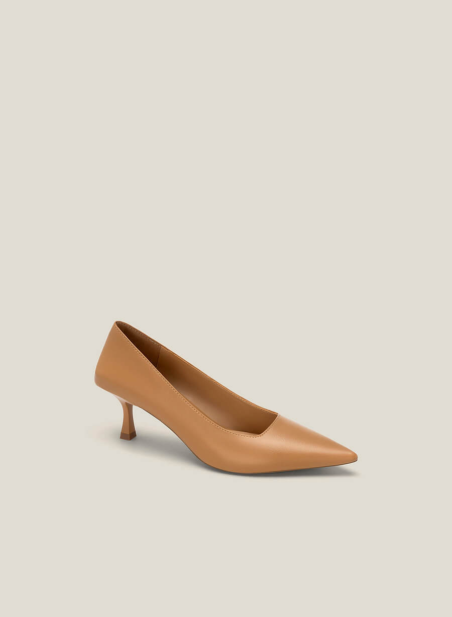 Giày bít mũi nhọn spool heel - BMN 0576 - Màu nâu sáng - vascara.com