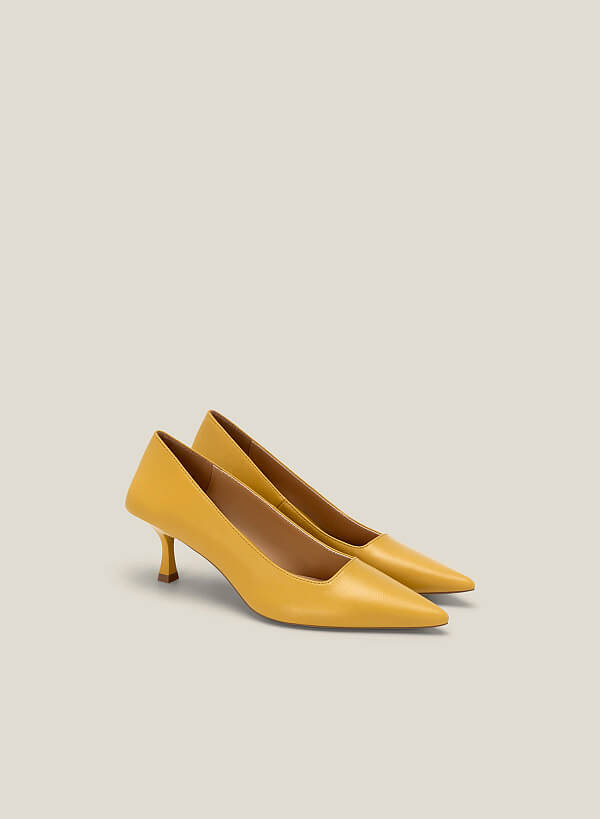 Giày Bít Mũi Nhọn Spool Heel - BMN 0576 - Màu Vàng - VASCARA