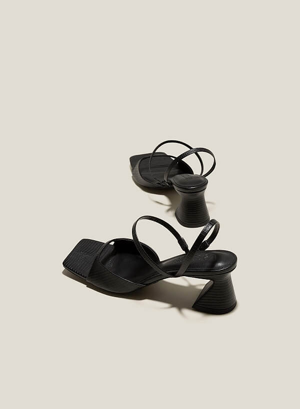 Giày Sandal Spool Heel Quai Mảnh - SDN 0756 - Màu Đen - VASCARA