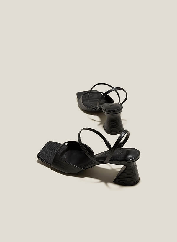 Giày sandal spool heel quai mảnh - SDN 0756 - Màu đen - VASCARA