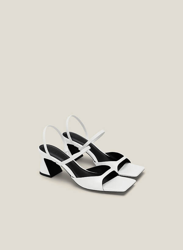 Giày Sandal Spool Heel Quai Mảnh - SDN 0756 - Màu Trắng - VASCARA