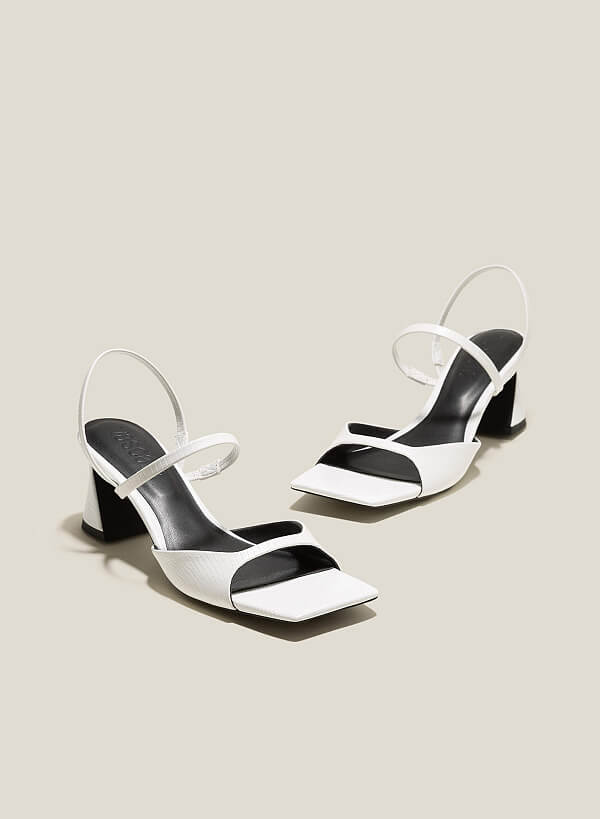 Giày Sandal Spool Heel Quai Mảnh - SDN 0756 - Màu Trắng - VASCARA