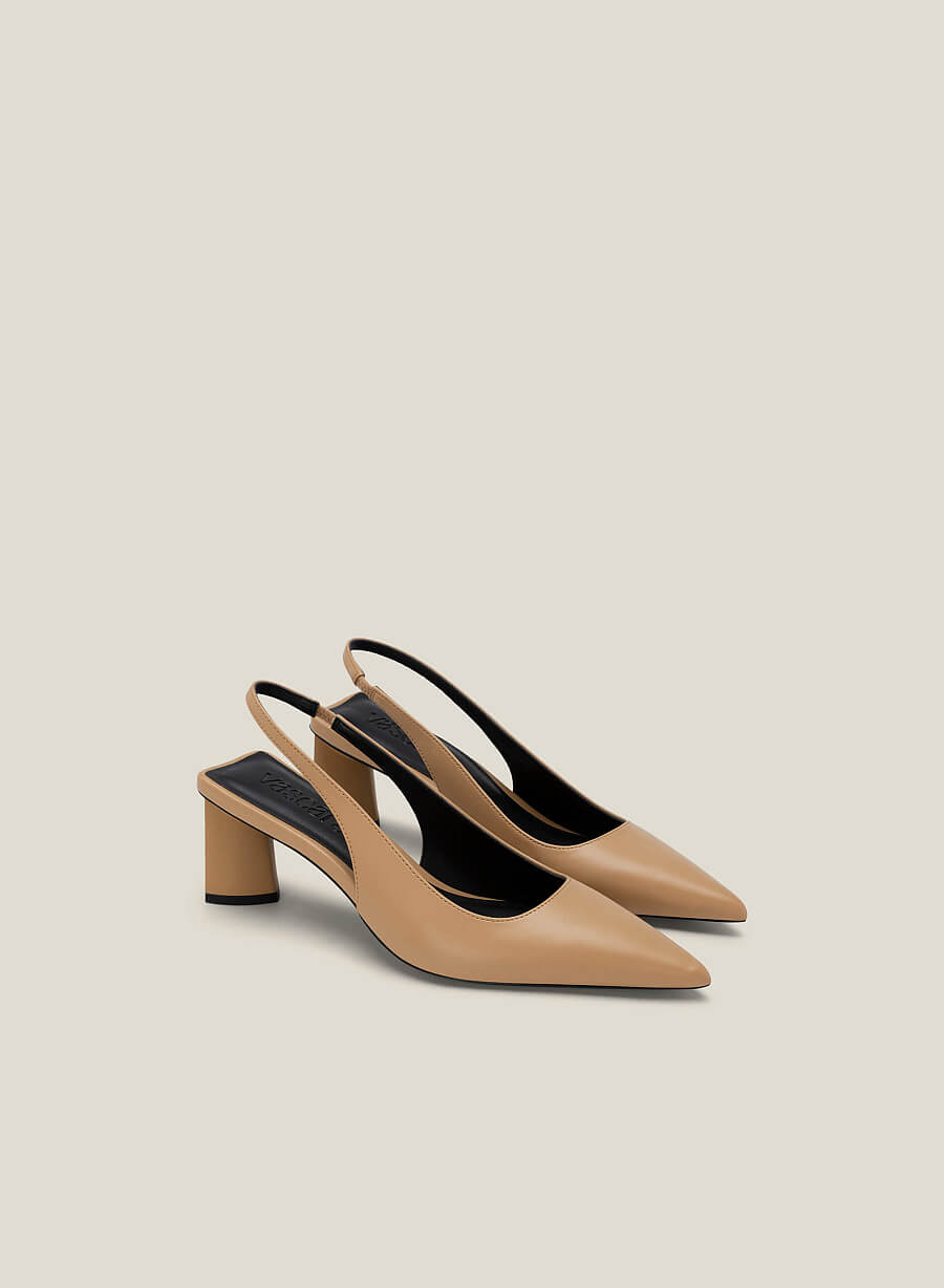 Giày Slingback Mũi Nhọn Gót Trụ - BMN 0587 - Màu Be - vascara.com