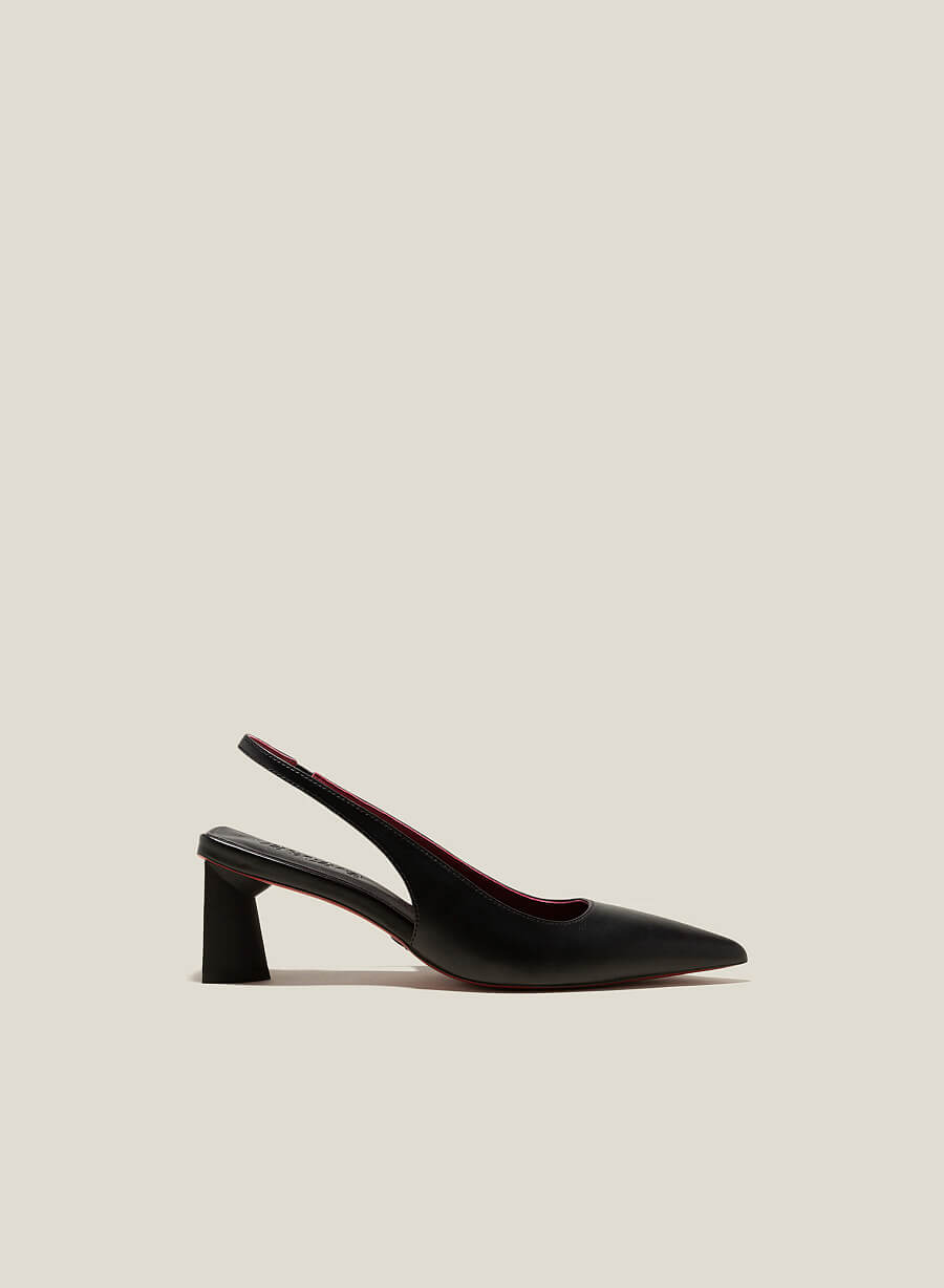 Giày Slingback Mũi Nhọn Gót Trụ - BMN 0587 - Màu Đen - vascara.com