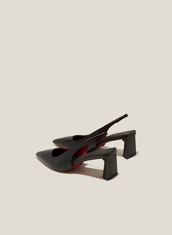 Giày slingback mũi nhọn gót trụ - BMN 0587 - Màu đen - VASCARA