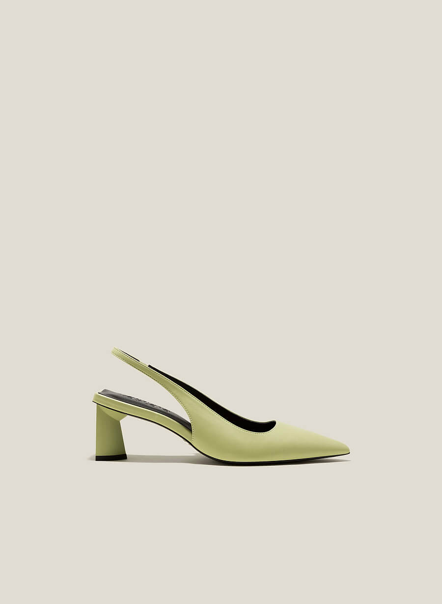 Giày Slingback Mũi Nhọn Gót Trụ - BMN 0587 - Màu Xanh Bạc Hà - vascara.com