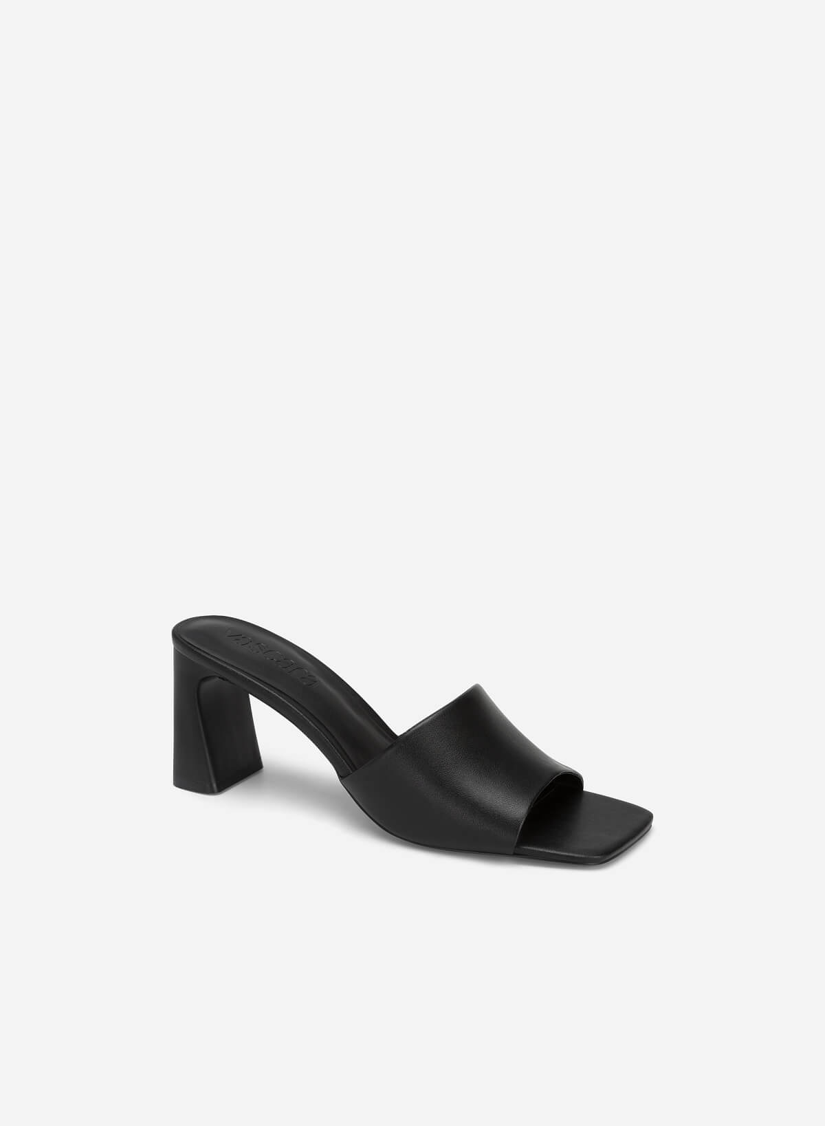 Front Strap Block Heel Mules - MUL 0190 - Black - VASCARA