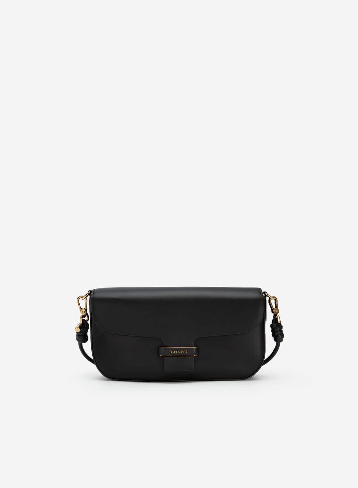 Gold Edge Lock Buckle Belt Leather Handbag - SAC 0295 - Black - vascara.com