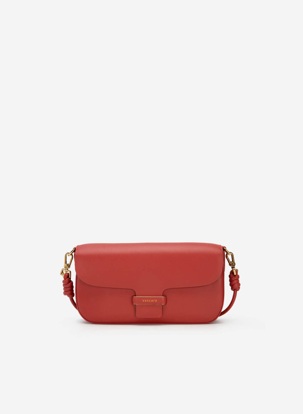 Gold Edge Lock Buckle Belt Leather Handbag - SAC 0295 - Dark Orange - vascara.com