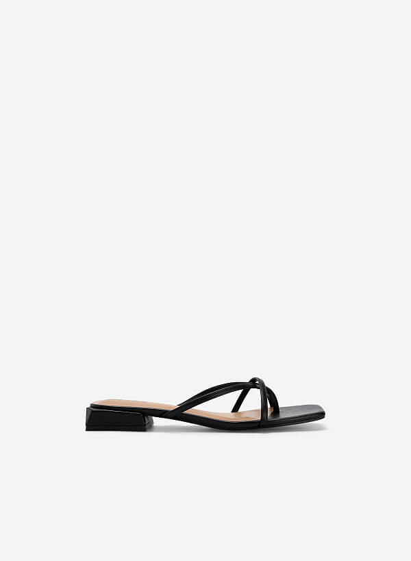 Lizard-effect Cross Strap Flip Flops - FLI 0185 - Black - VASCARA