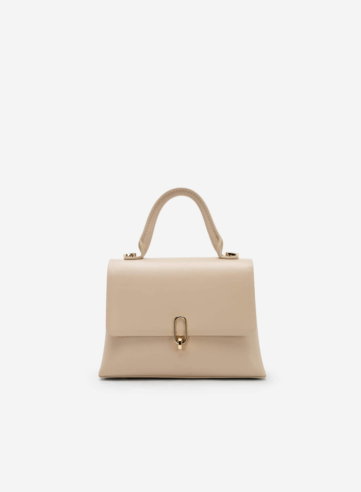 Metal Décor Locker Handbag - SAC 0309 - Cream - vascara.com