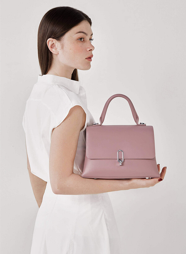 Metal Décor Locker Handbag - SAC 0309 - Purple