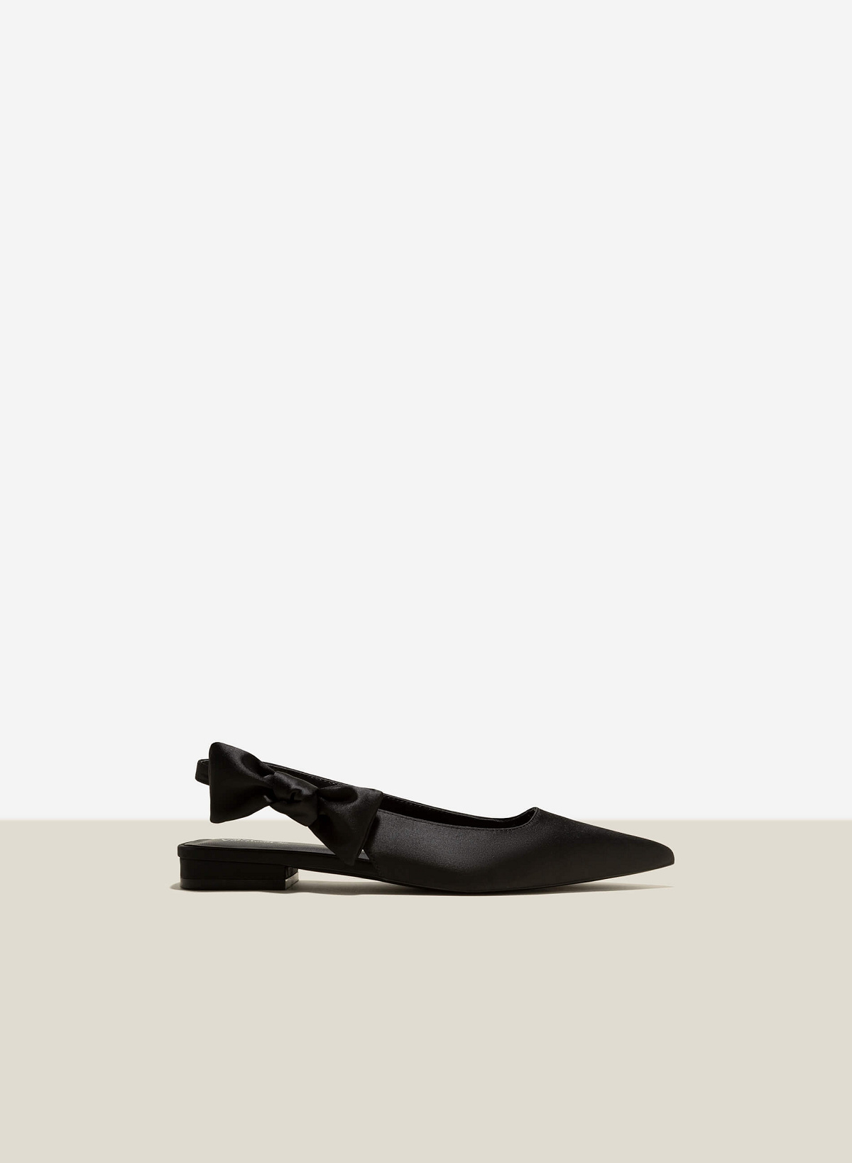 Bow Strap Décor Satin Slingbacks - HIG 0575 - Black - vascara.com