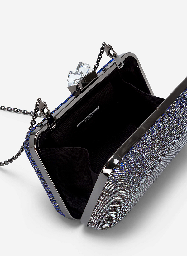 Crystal Lock Clutch - CLT 0111 - Silver - VASCARA