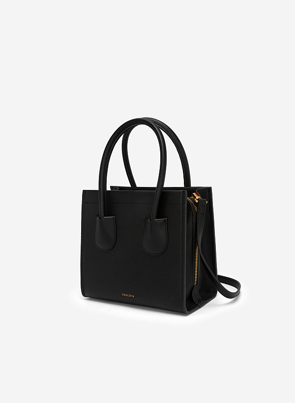 Double Pocket Tote Bag - TTE 0116 - Black - VASCARA