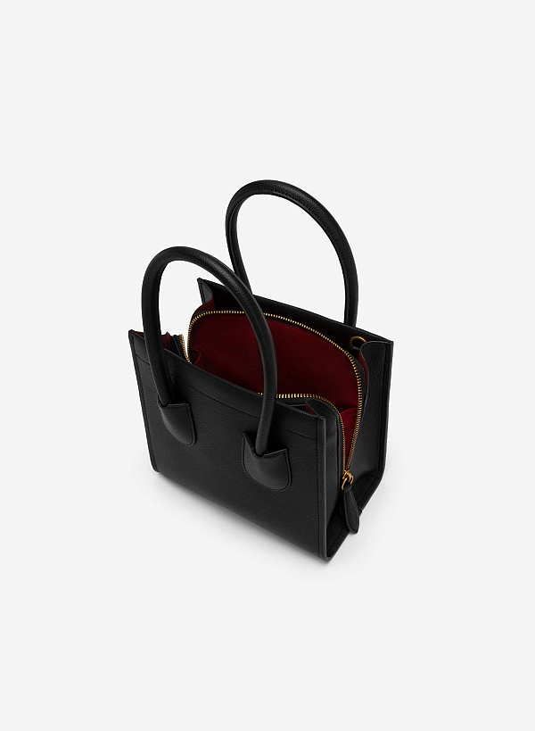 Double Pocket Tote Bag - TTE 0116 - Black - VASCARA