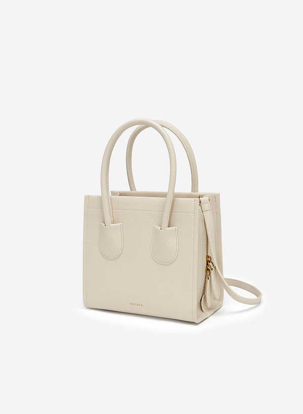 Double Pocket Tote Bag - TTE 0116 - Cream - VASCARA