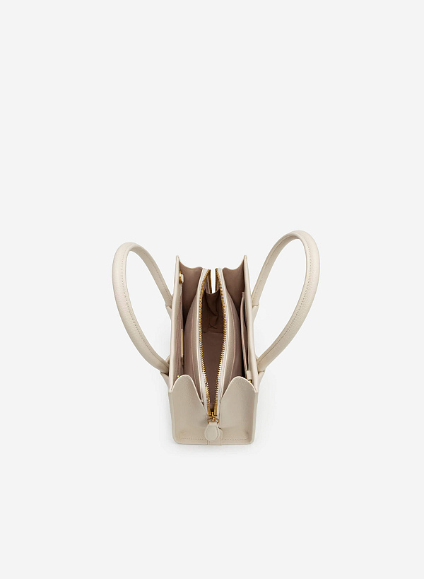 Double Pocket Tote Bag - TTE 0116 - Cream - VASCARA