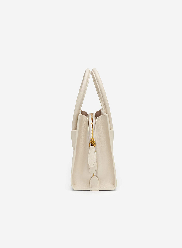 Double Pocket Tote Bag - TTE 0116 - Cream - VASCARA