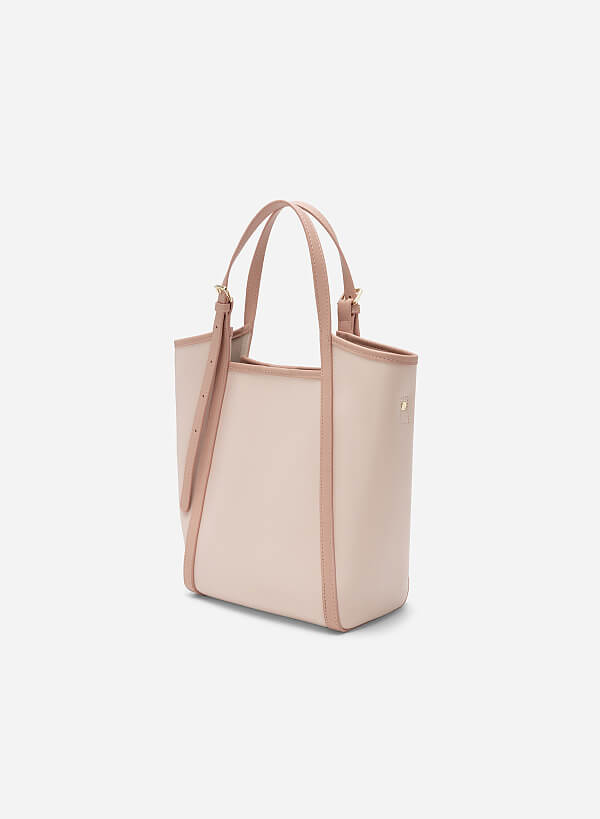 Edge Décor Double Strap Tote Bag - TTE 0108 - Pink - VASCARA