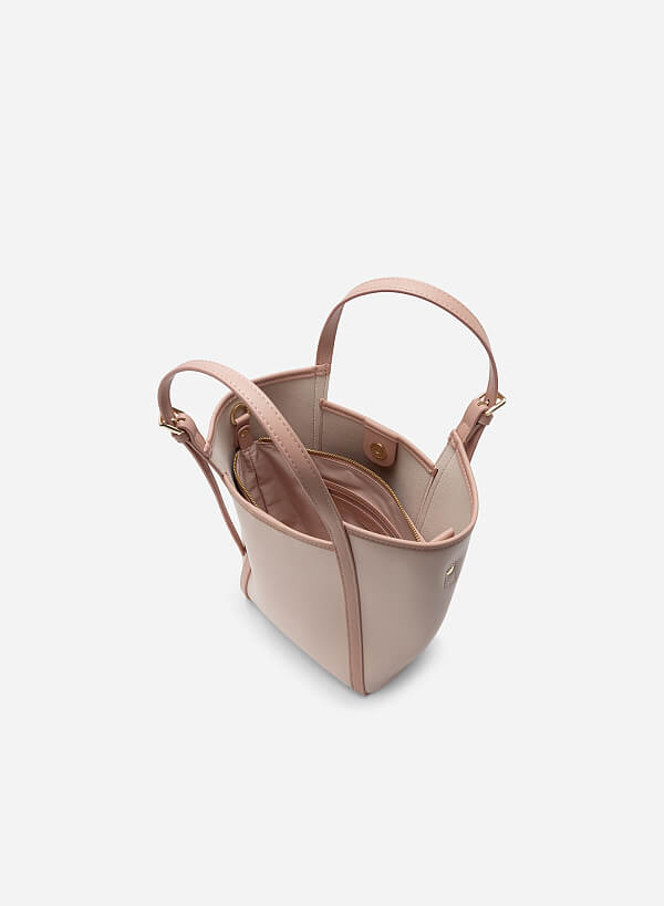 Edge Décor Double Strap Tote Bag - TTE 0108 - Pink - VASCARA