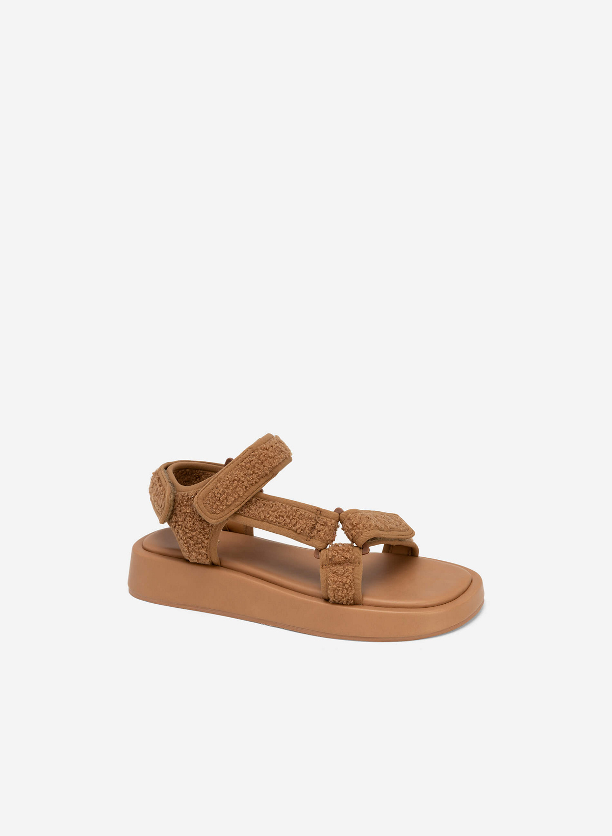 Fur Décor Platform Sandals - SDL 0329 - Dark Beige - VASCARA